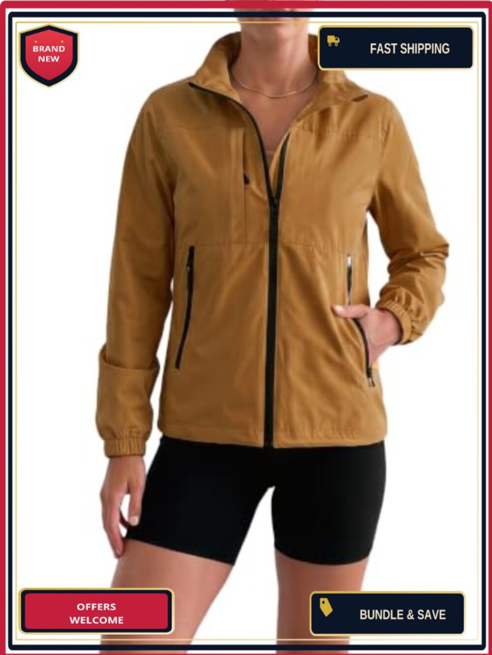 Women's Lightweight Waterproof Windbreaker Raincoat Jacket Outdoor Hiking